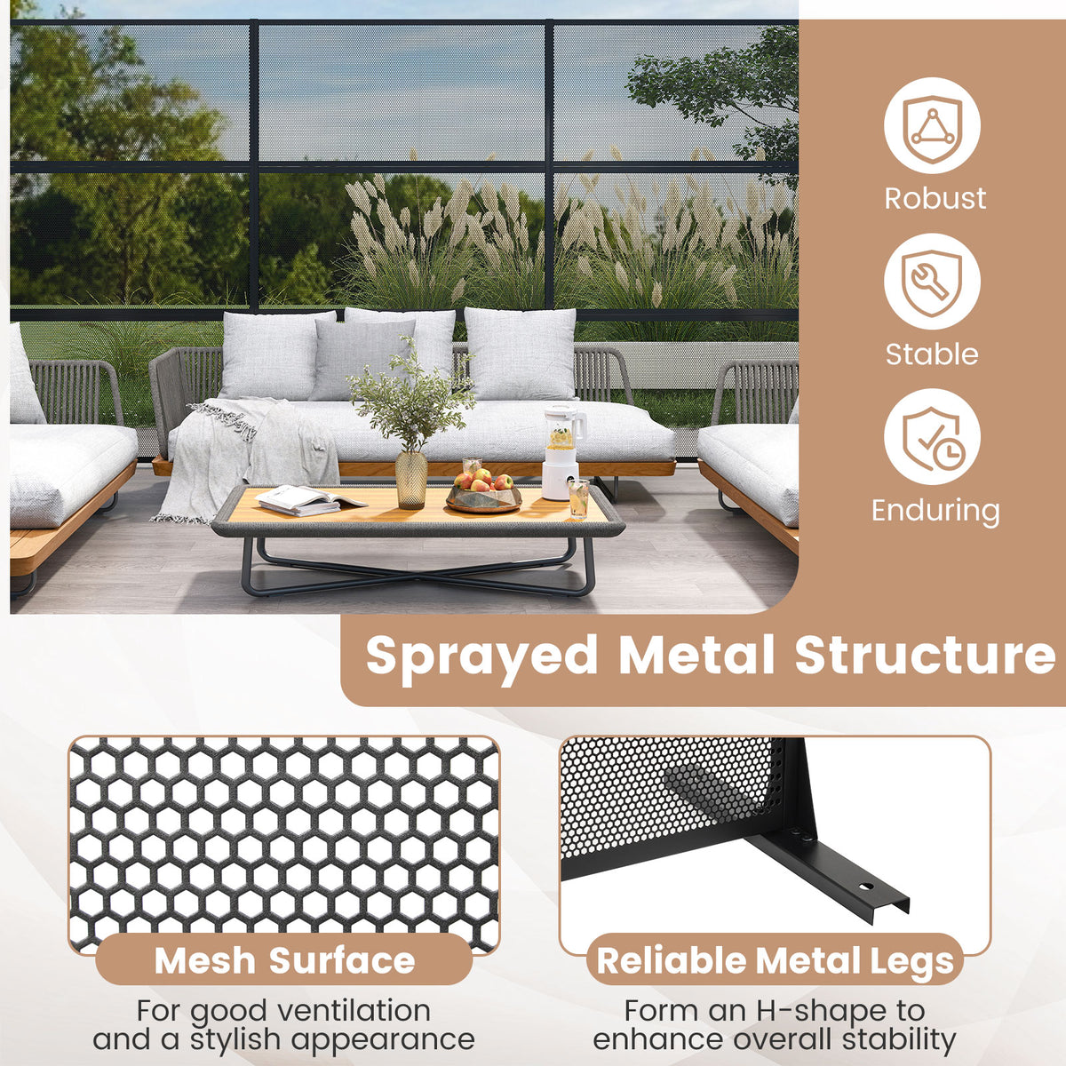 Hexagonal Black Metal Privacy Screen with Expansion Bolts & Connection Screws - Outdoor Indoor