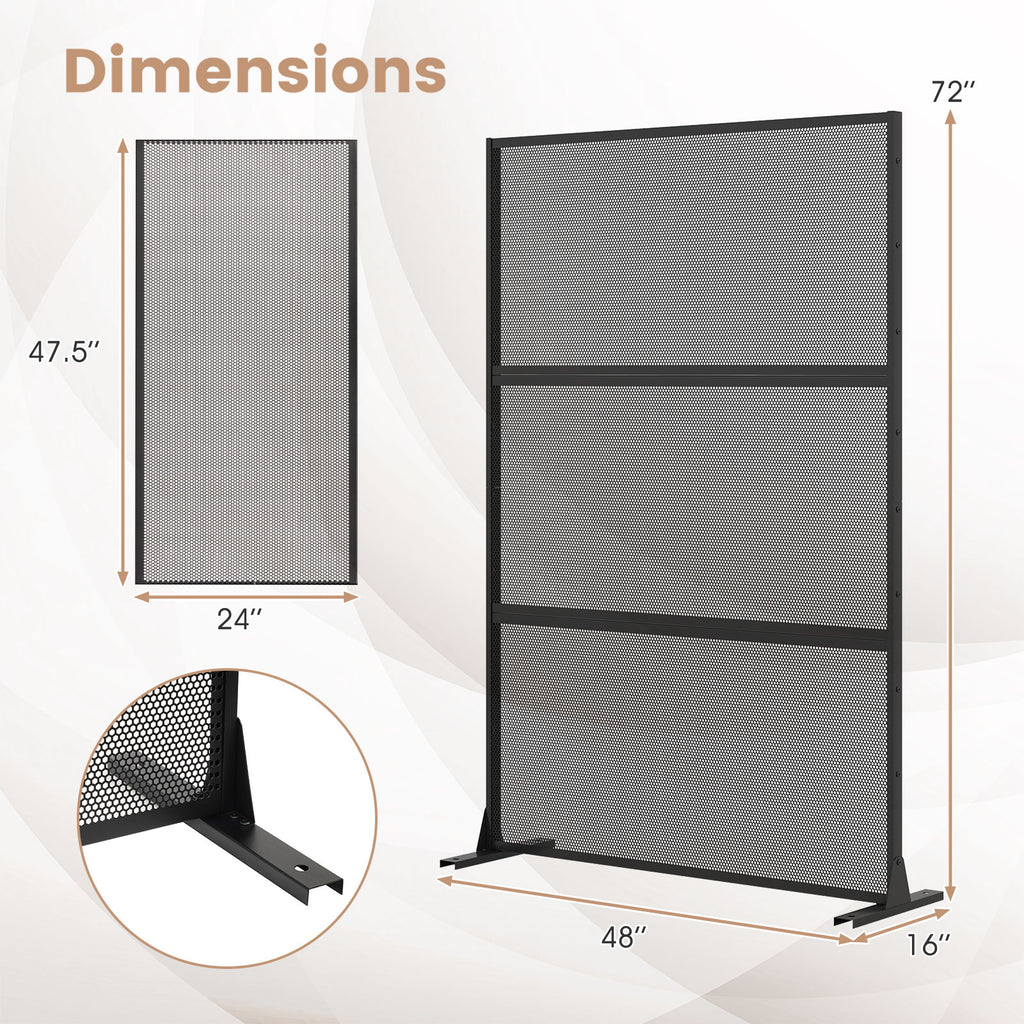 Hexagonal Black Metal Privacy Screen with Expansion Bolts & Connection Screws - Outdoor Indoor