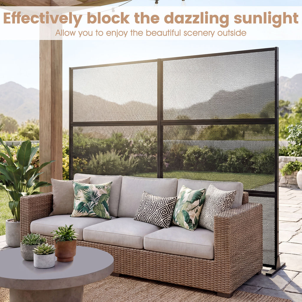 Hexagonal Black Metal Privacy Screen with Expansion Bolts & Connection Screws - Outdoor Indoor