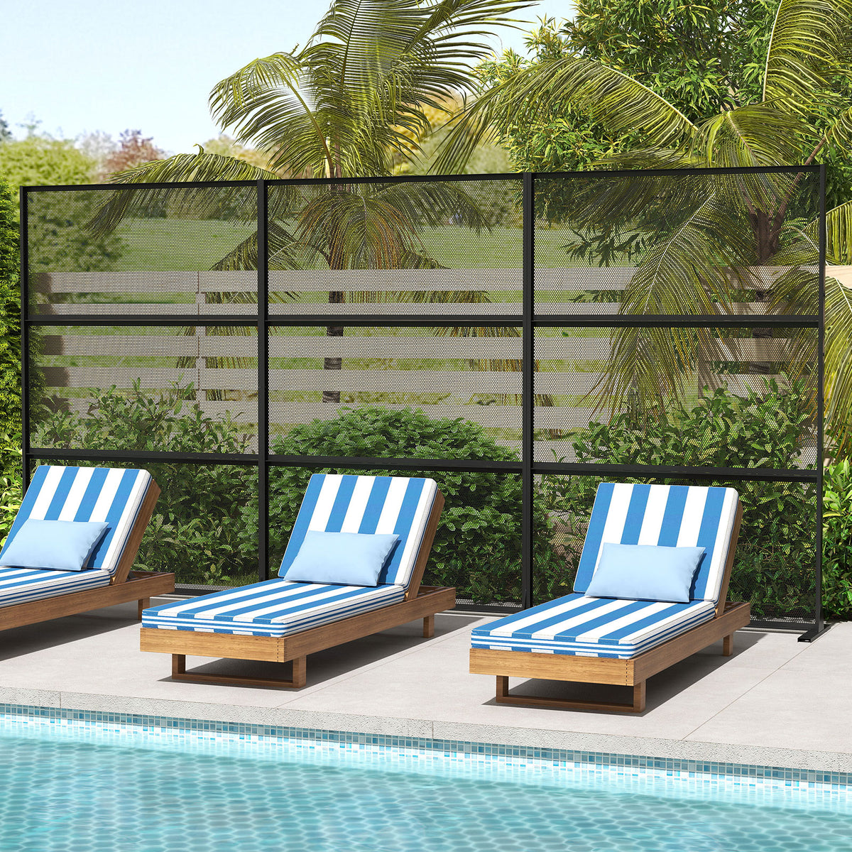 Hexagonal Black Metal Privacy Screen with Expansion Bolts & Connection Screws - Outdoor Indoor