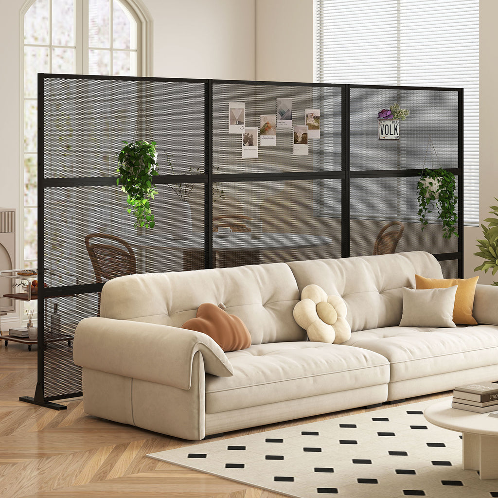 Hexagonal Black Metal Privacy Screen with Expansion Bolts & Connection Screws - Outdoor Indoor