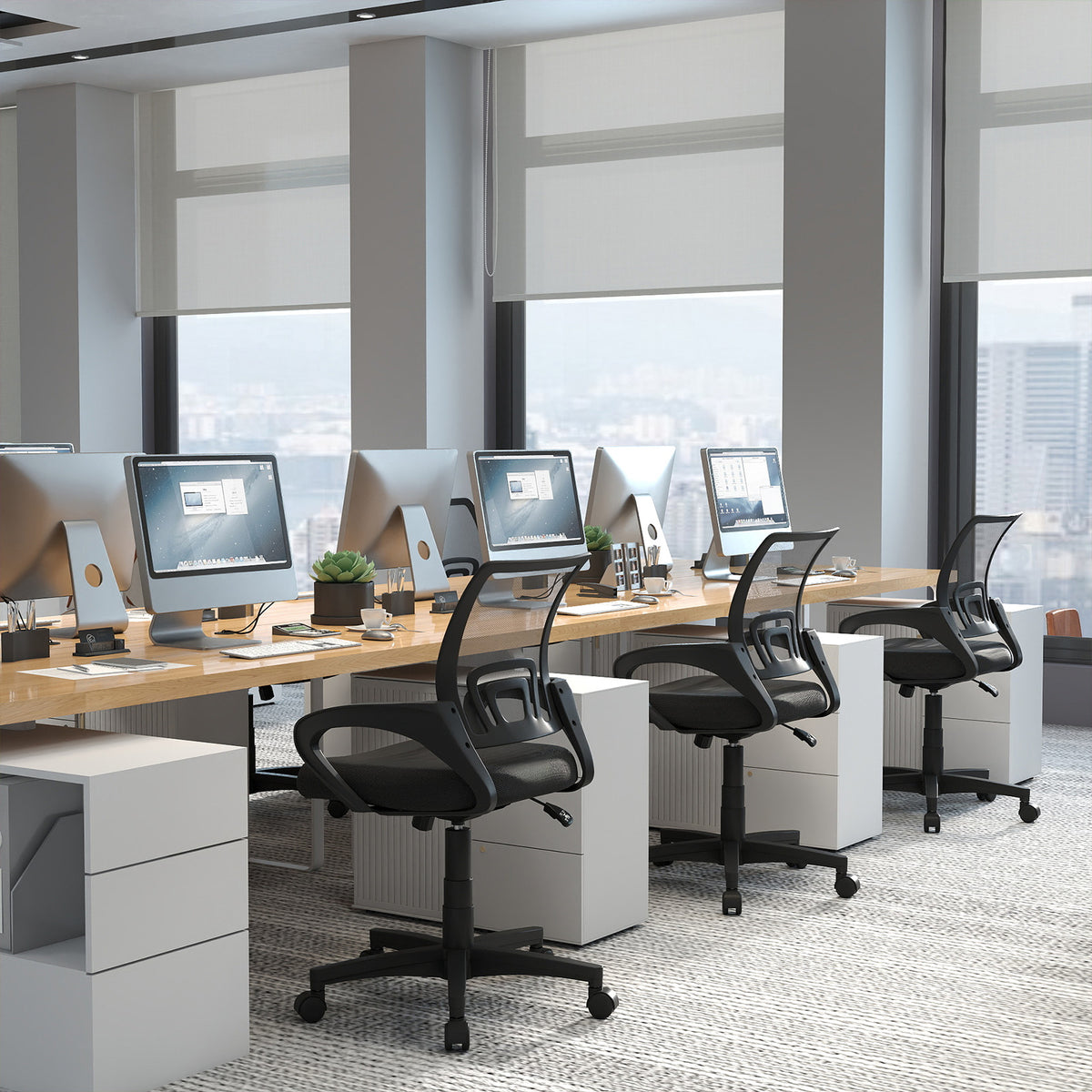 Mid-Back Mesh Office Chair Ergonomic Computer with Lumbar Support