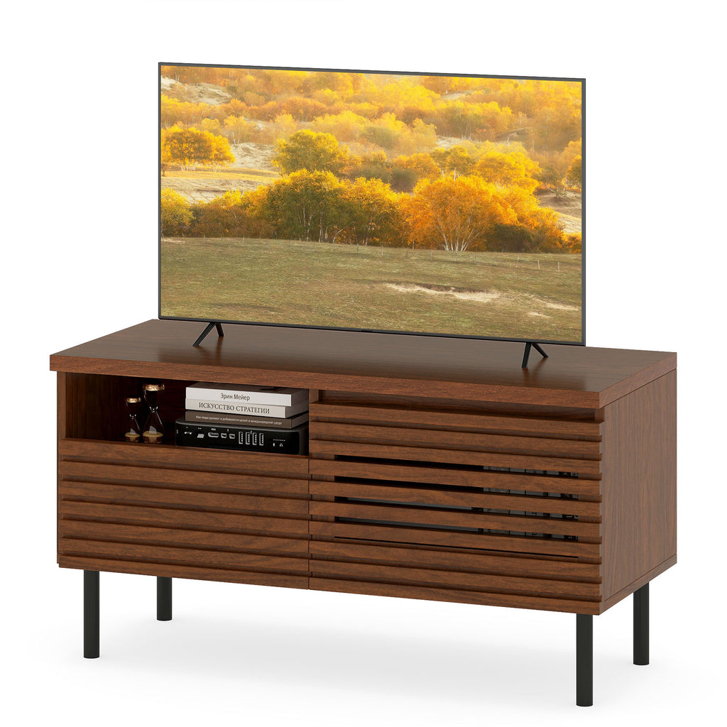 TV Stand for TVs up to 65" with Sliding Doors - Walnut