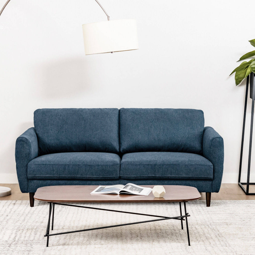 72 Inch Fabric Loveseat Sofa with Solid Frame - Navy