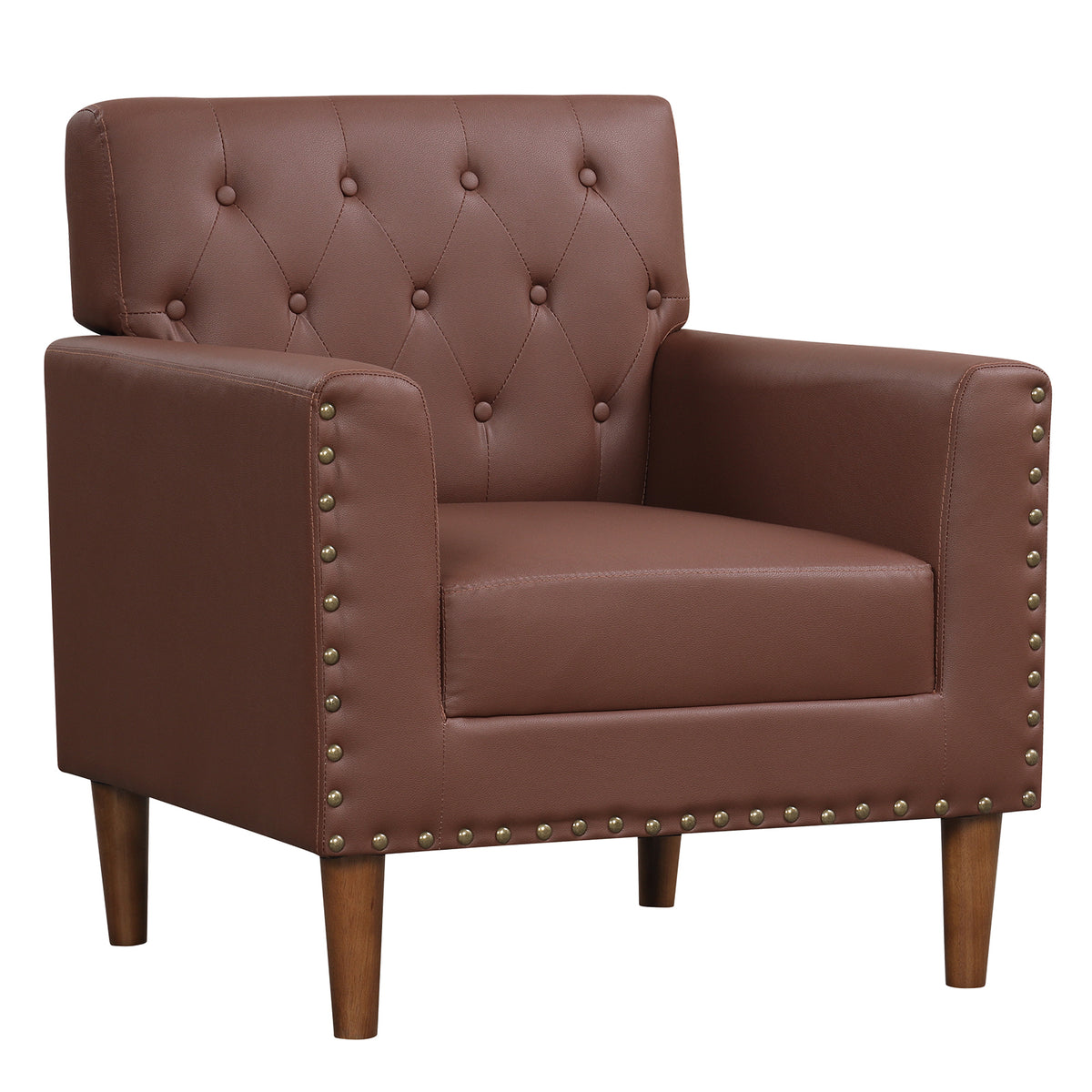 Mid Century Modern Accent Chair with Button Tufted Design – Blue