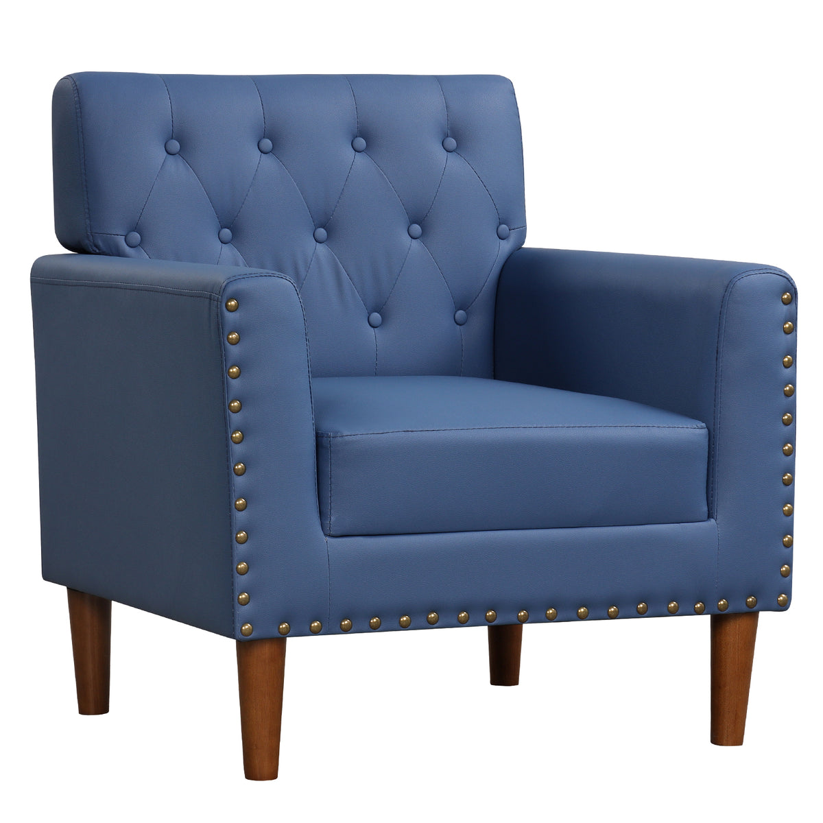 Mid Century Modern Accent Chair with Button Tufted Design – Blue