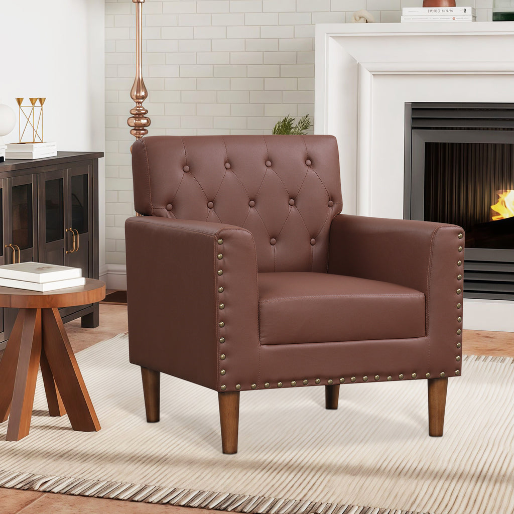 Mid Century Modern Accent Chair with Button Tufted Design – Blue