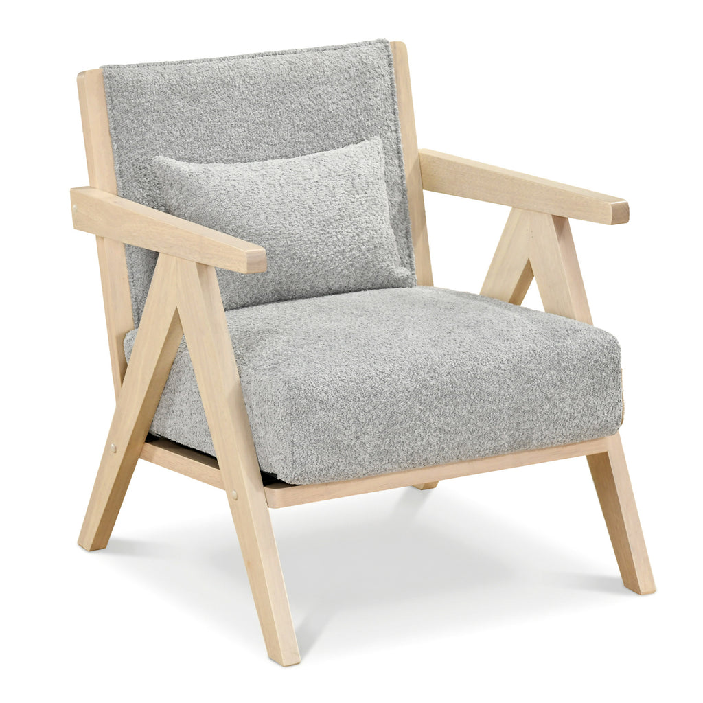 Mid-Century Modern Accent Chair, Brown – Chenille & Leather
