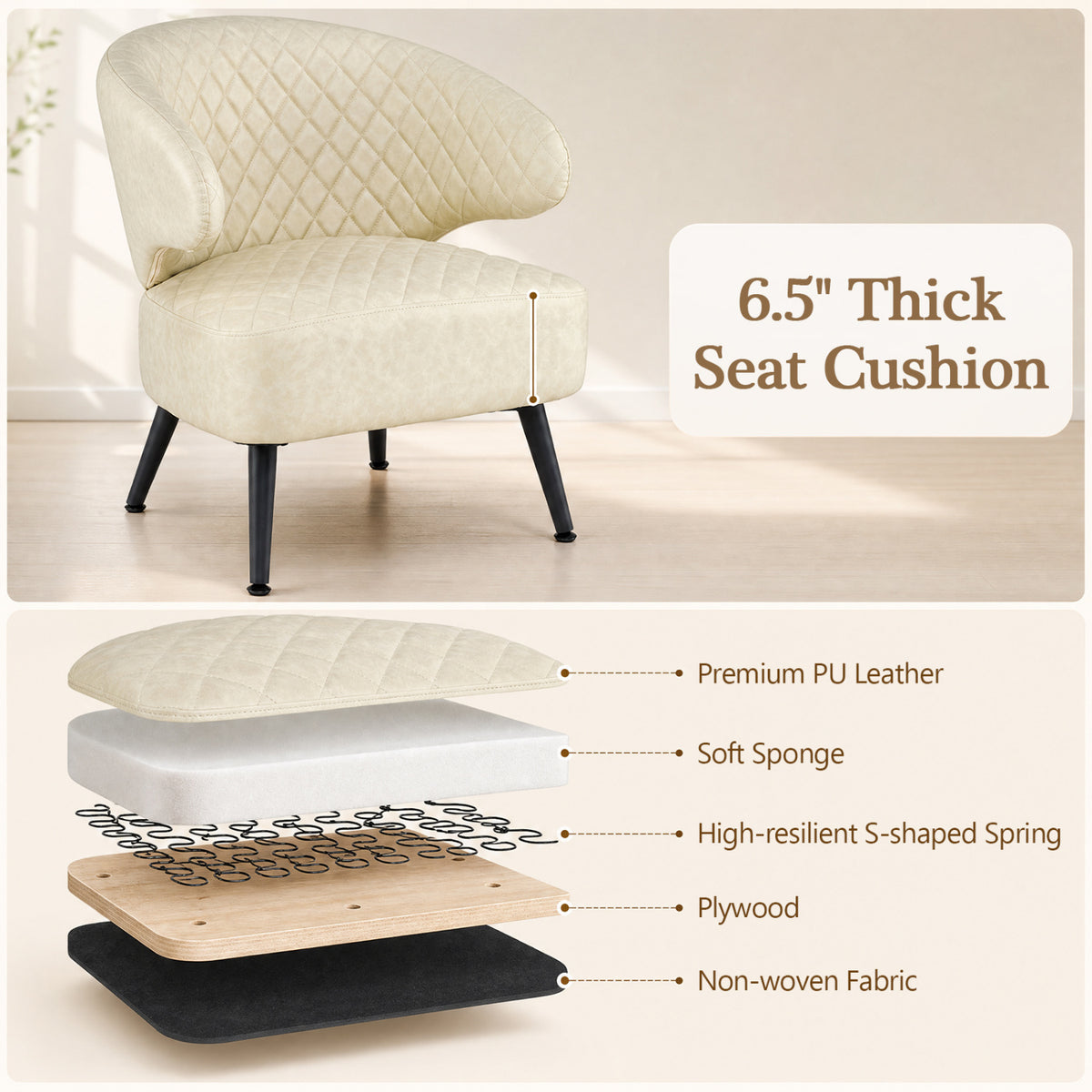 Mid Century Modern Accent Chair - White