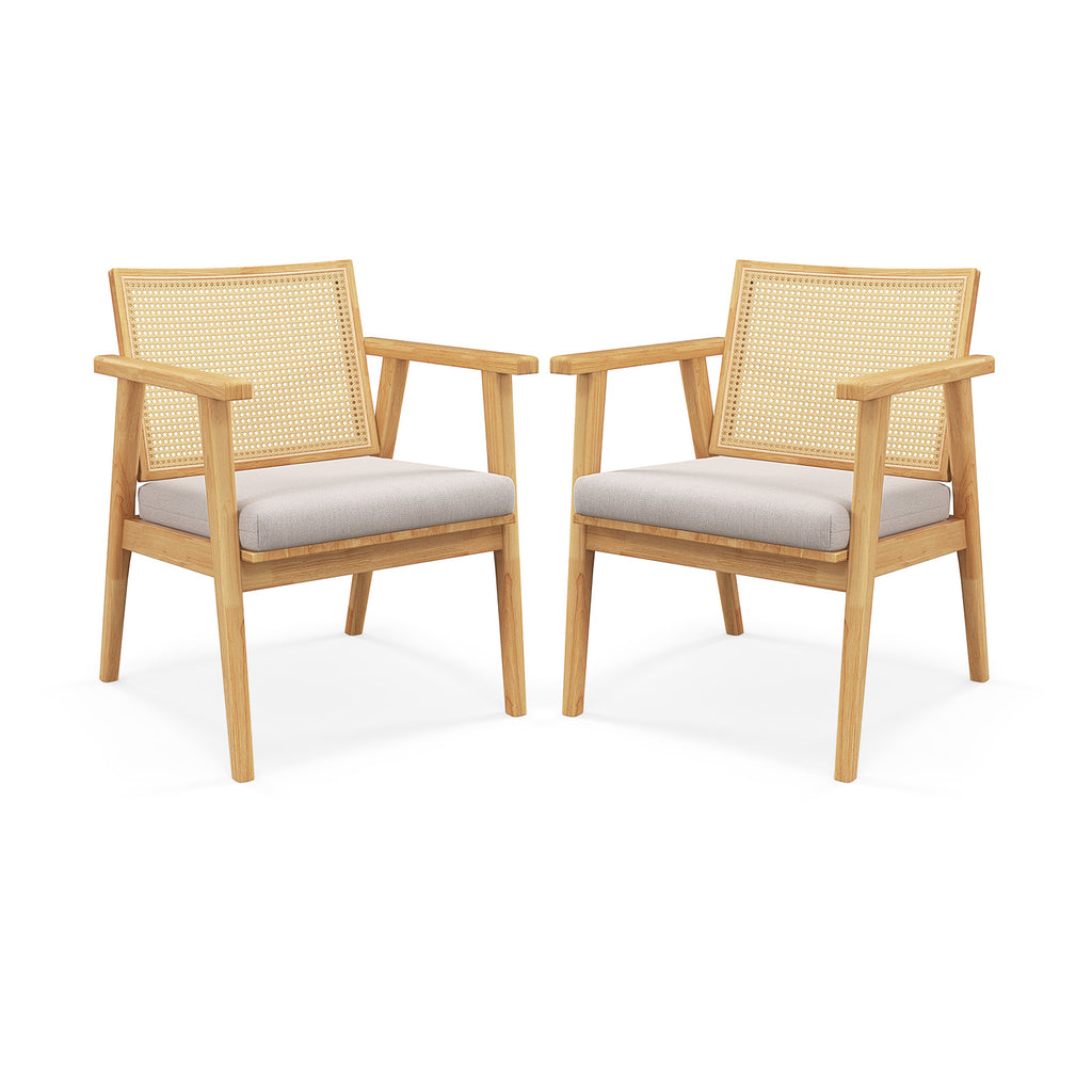 Mid Century Modern Accent Chairs Set of 2, Natural