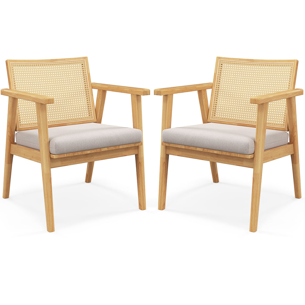 Mid Century Modern Accent Chairs Set of 2, Natural