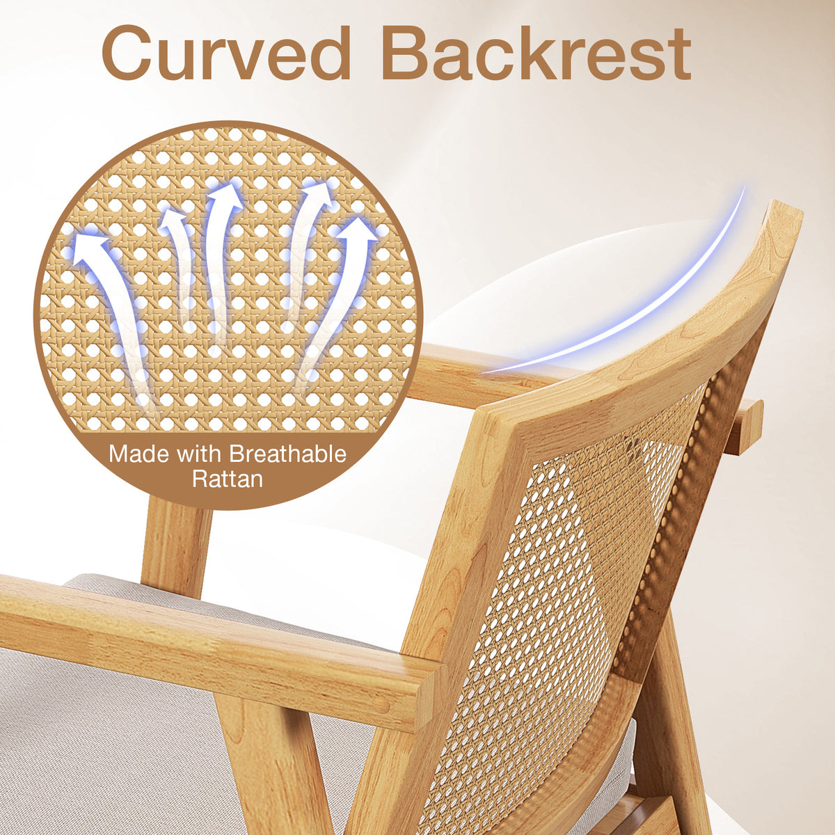 Mid Century Modern Accent Chairs Set of 2, Natural