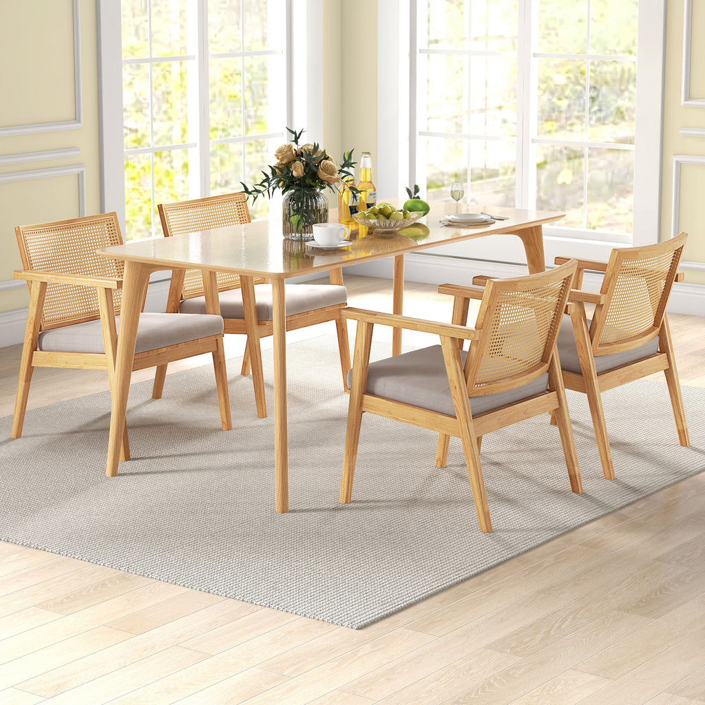 Mid Century Modern Accent Chairs Set of 2, Natural