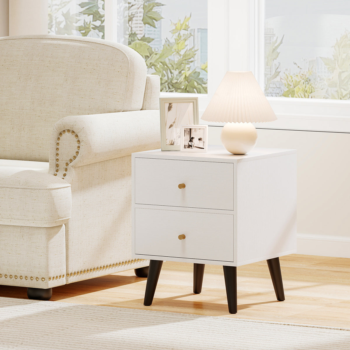 Black Mid Century Modern Nightstand with Drawers - 1 Piece