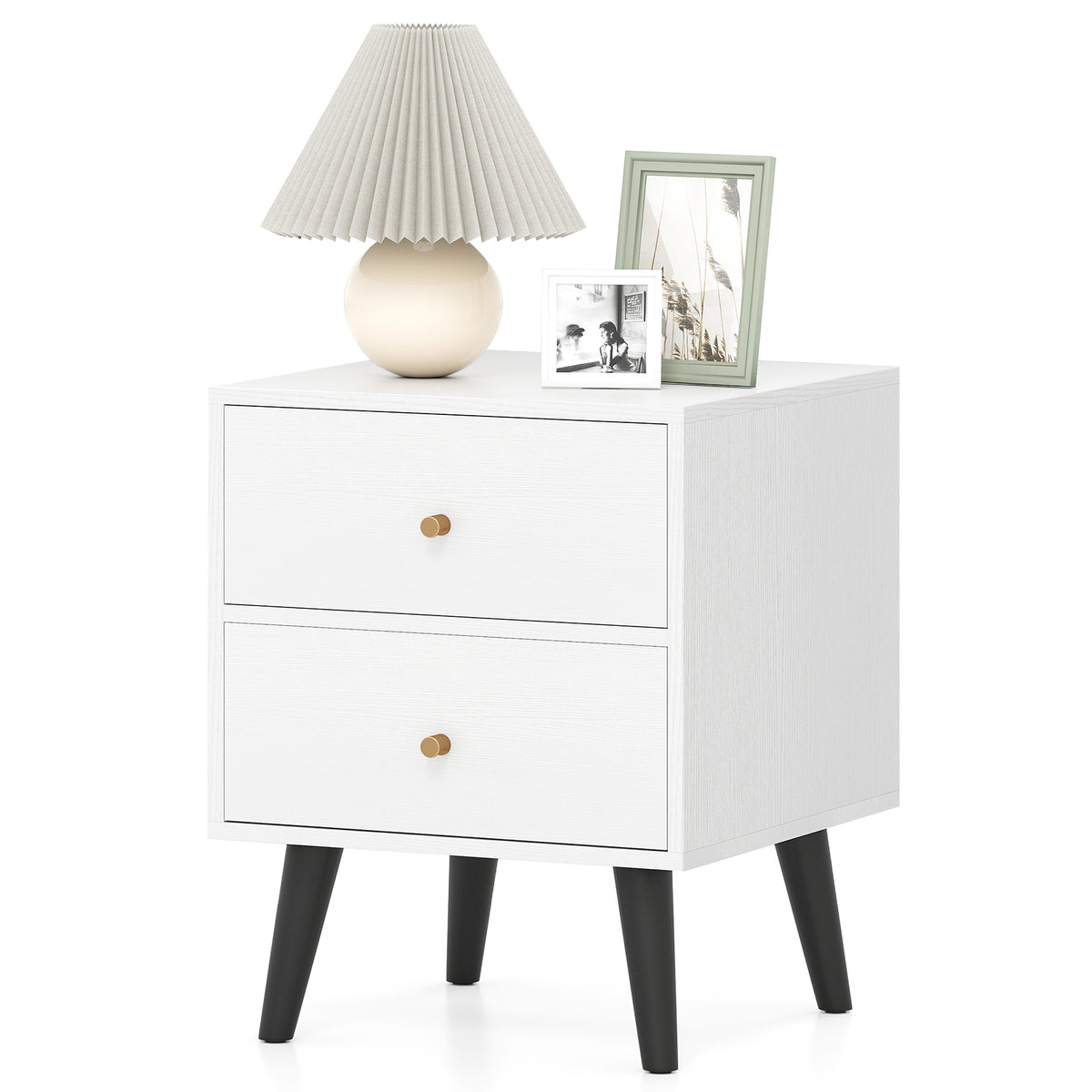 Black Mid Century Modern Nightstand with Drawers - 1 Piece