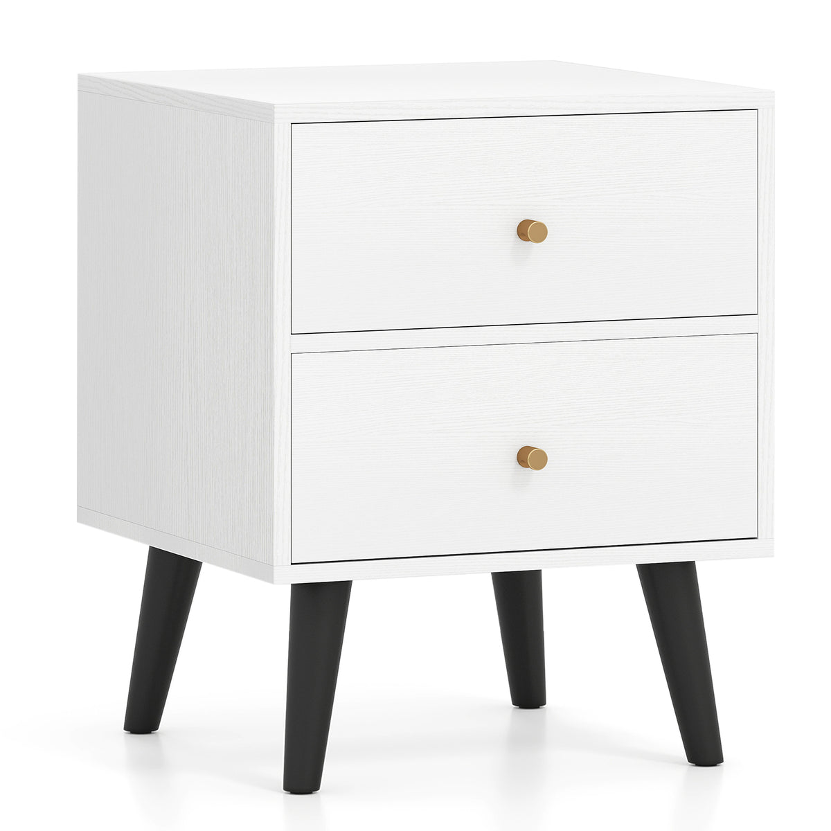 Black Mid Century Modern Nightstand with Drawers - 1 Piece