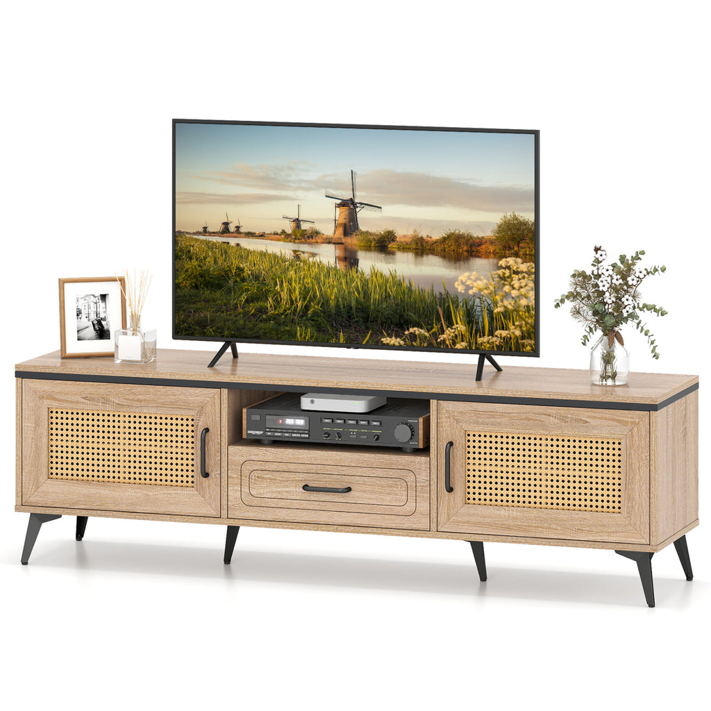 Mid Century Modern Entertainment Center with Storage - Oak