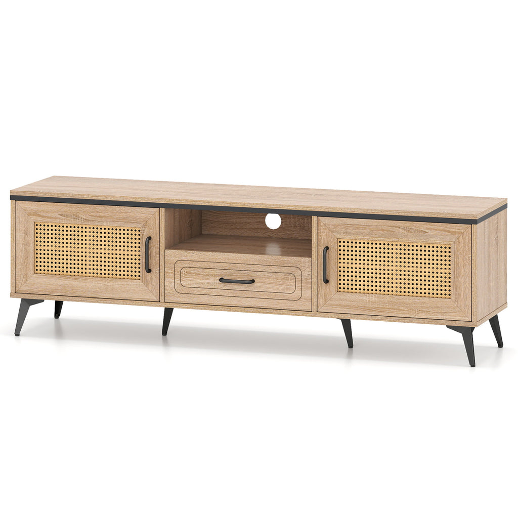 Mid Century Modern Entertainment Center with Storage - Oak