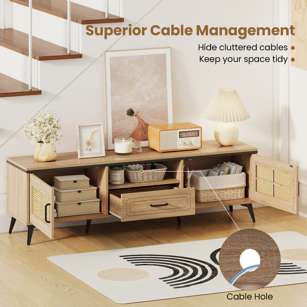Mid Century Modern Entertainment Center with Storage - Oak