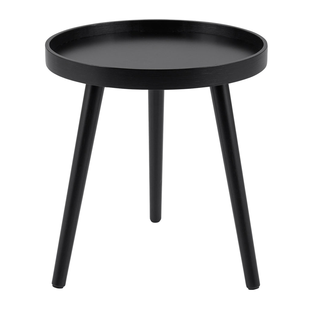 Mid Century Modern Round Coffee Table with Bamboo Feet - Black