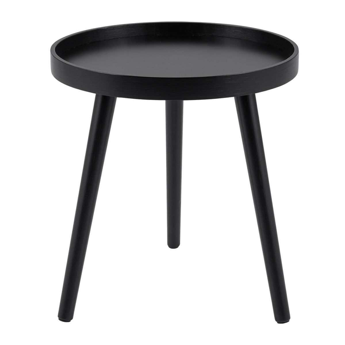 Mid Century Modern Round Coffee Table with Bamboo Feet - Black