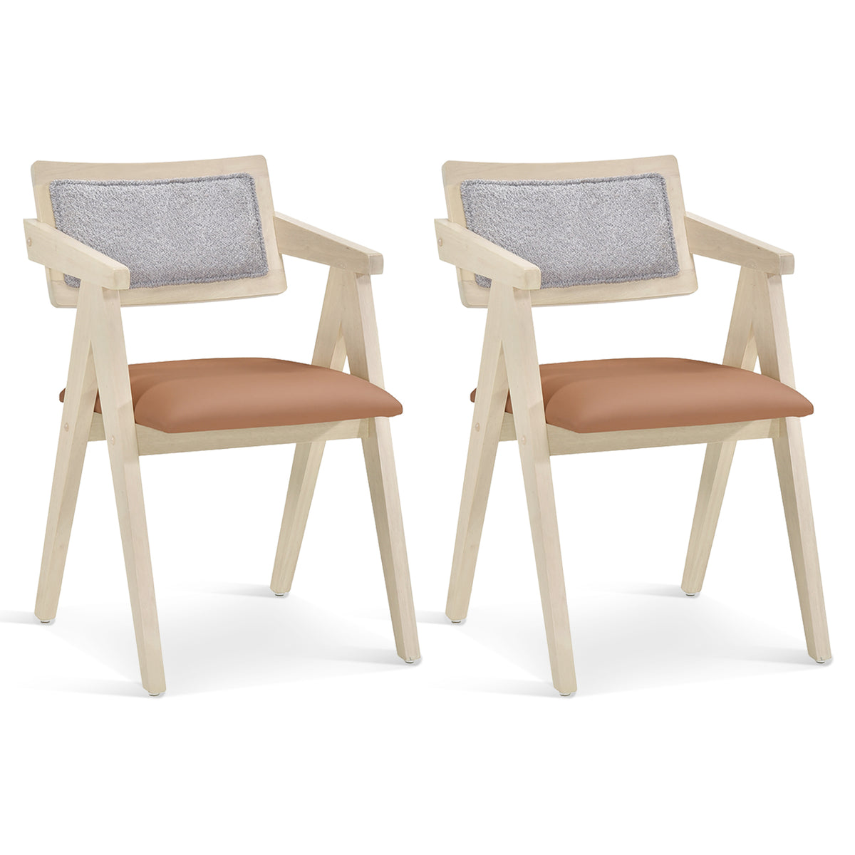 Set of 2 Rattan Accent Chairs with Cushion - Beige