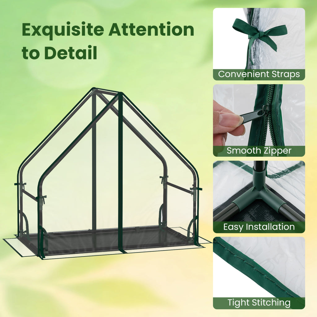 Mini Green House Metal Frame with Waterproof Bottom Mat and Wind Ropes