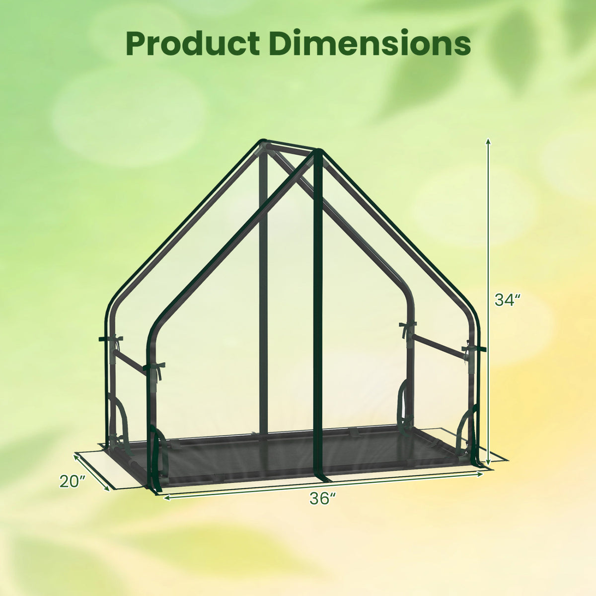 Mini Green House Metal Frame with Waterproof Bottom Mat and Wind Ropes