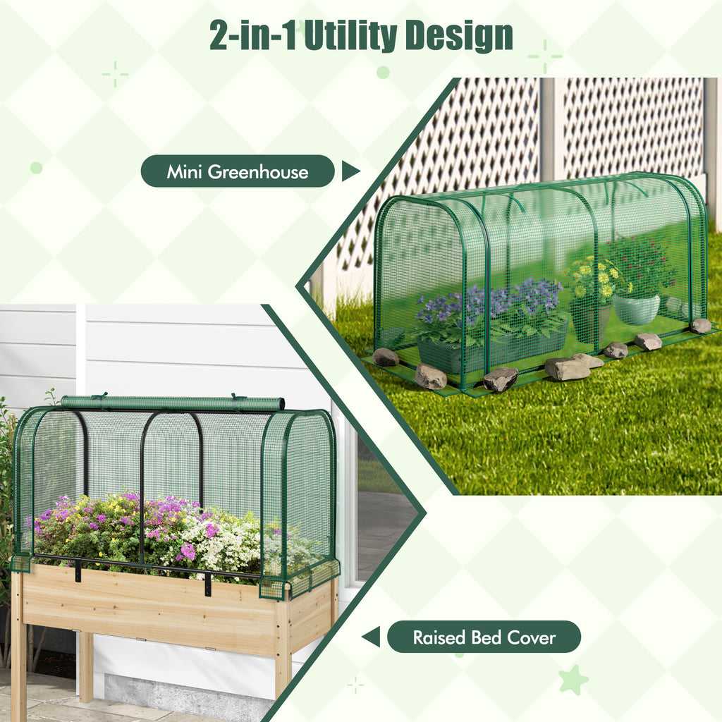 Mini Tunnel Greenhouse with Roll-Up Door – Green