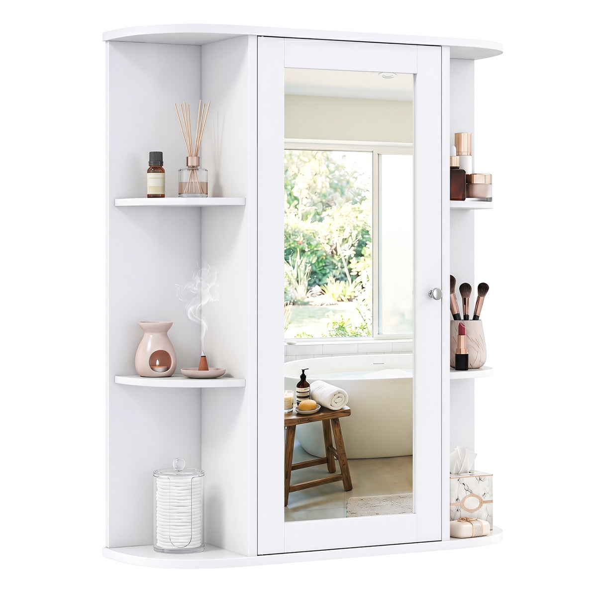 Bathroom Wall Medicine Cabinet with Mirror Door Removable and