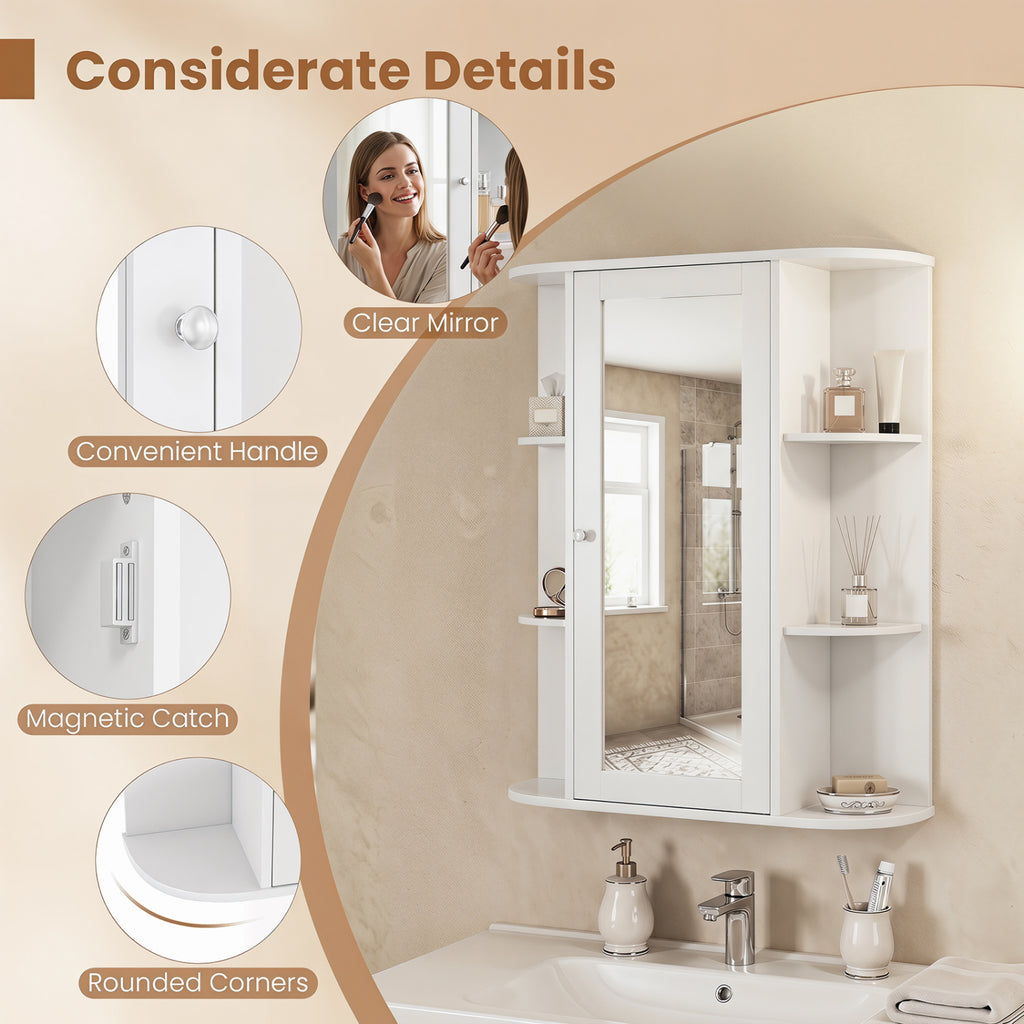 Bathroom Wall Medicine Cabinet with Mirror Door Removable and