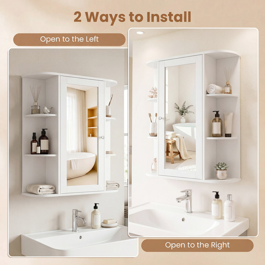 Bathroom Wall Medicine Cabinet with Mirror Door Removable and
