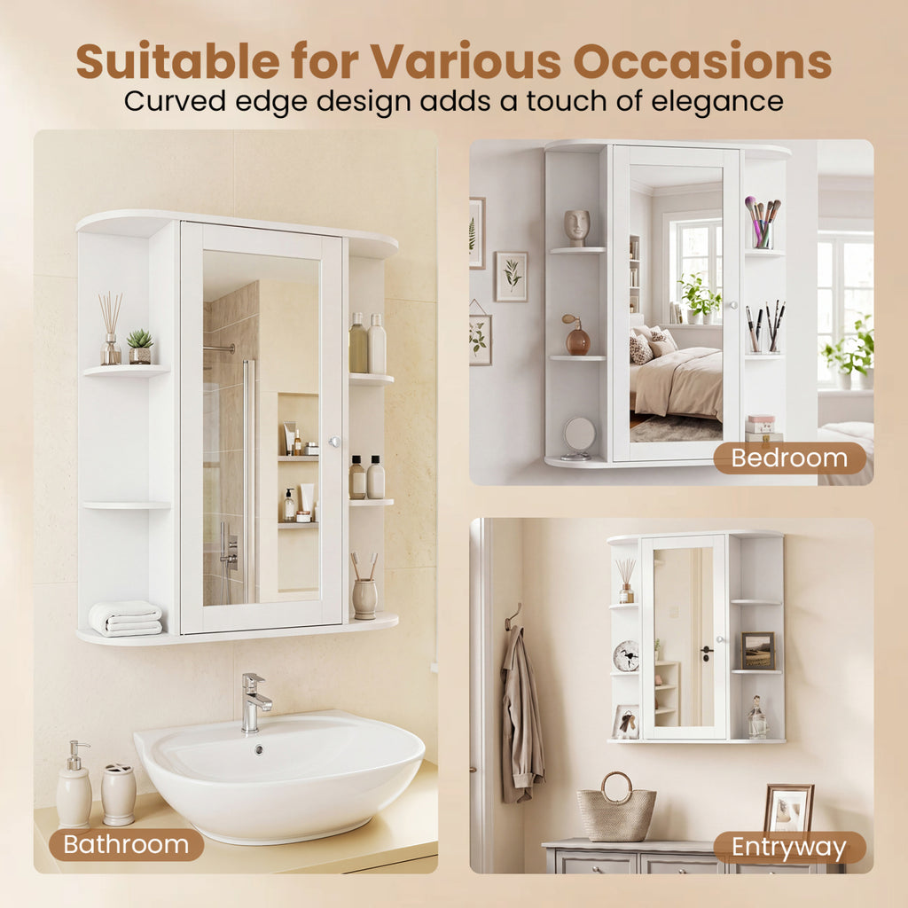 Bathroom Wall Medicine Cabinet with Mirror Door Removable and
