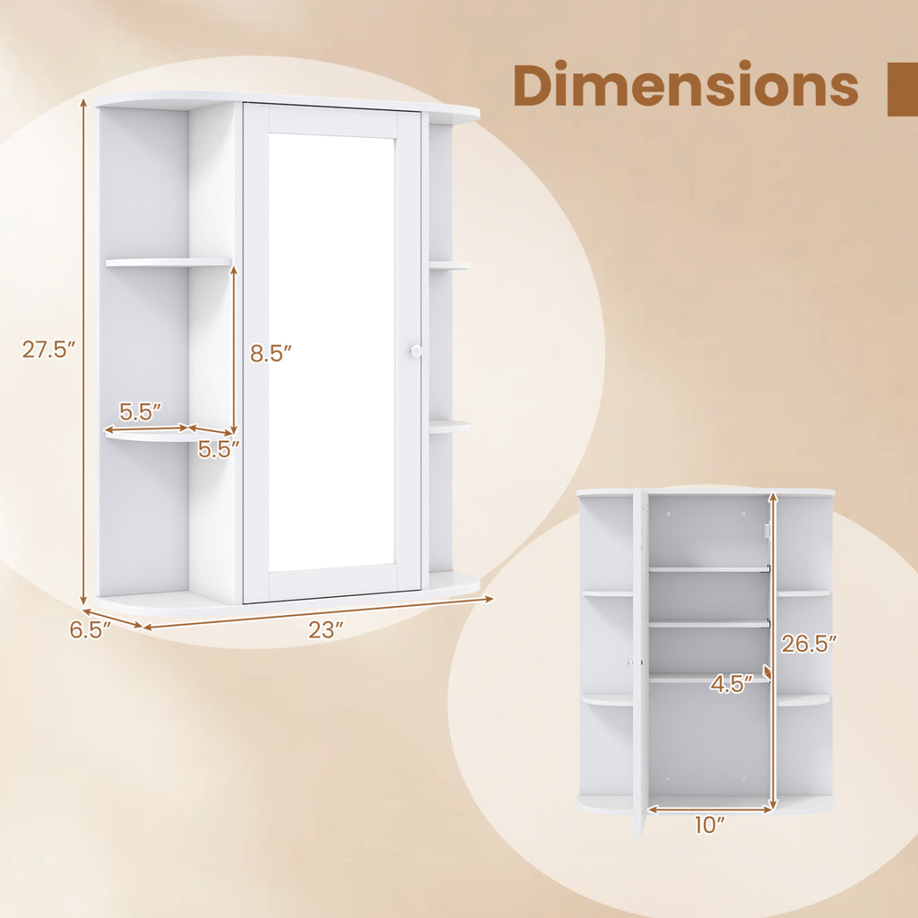 Bathroom Wall Medicine Cabinet with Mirror Door Removable and