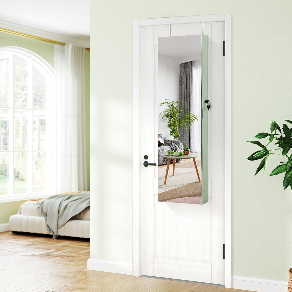 Mirrored Jewelry Armoire with LED Lights - Green