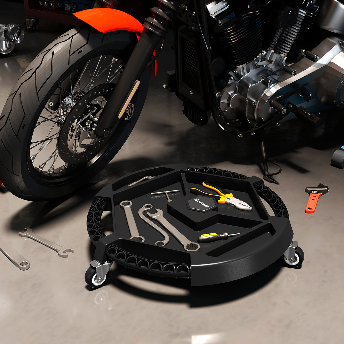 Mobile Automotive Tool Creeper with 3 Swivel Casters and 4