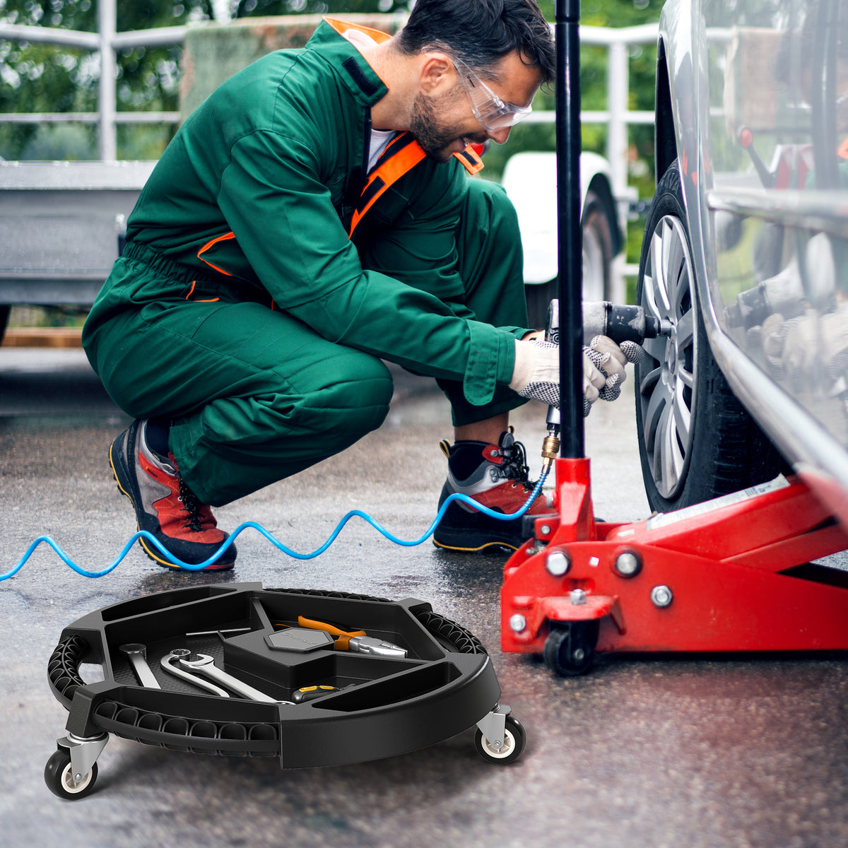 Mobile Automotive Tool Creeper with 3 Swivel Casters and 4