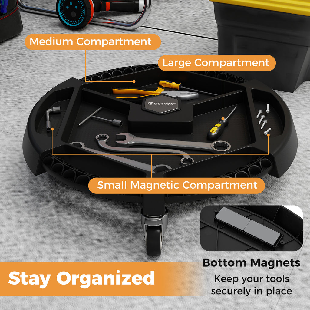 Mobile Automotive Tool Creeper with 3 Swivel Casters and 4