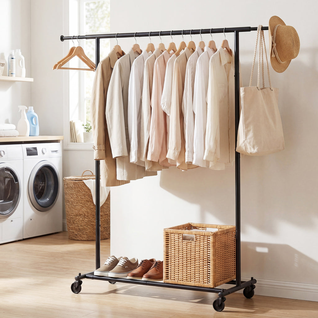 Mobile Garment Rack with Extendable Rods – Heavy-Duty
