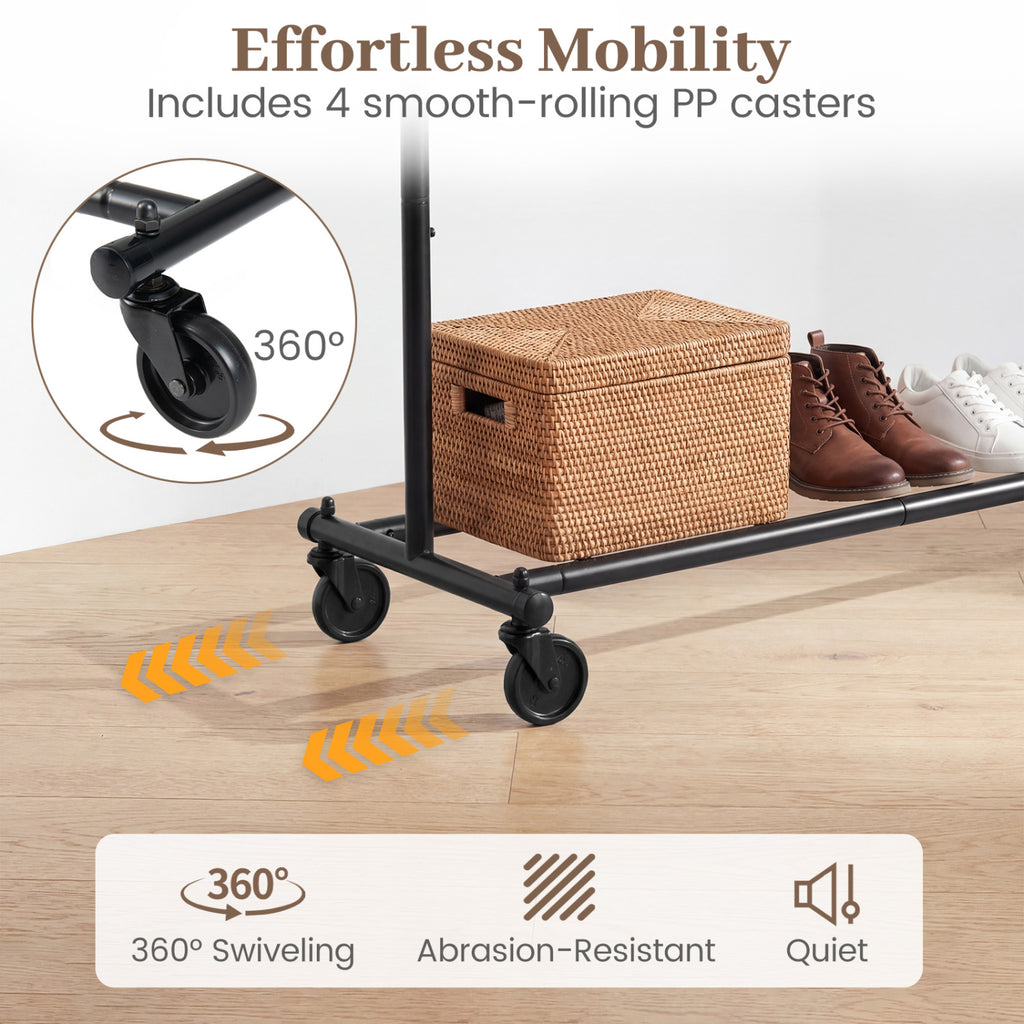 Mobile Garment Rack with Extendable Rods – Heavy-Duty