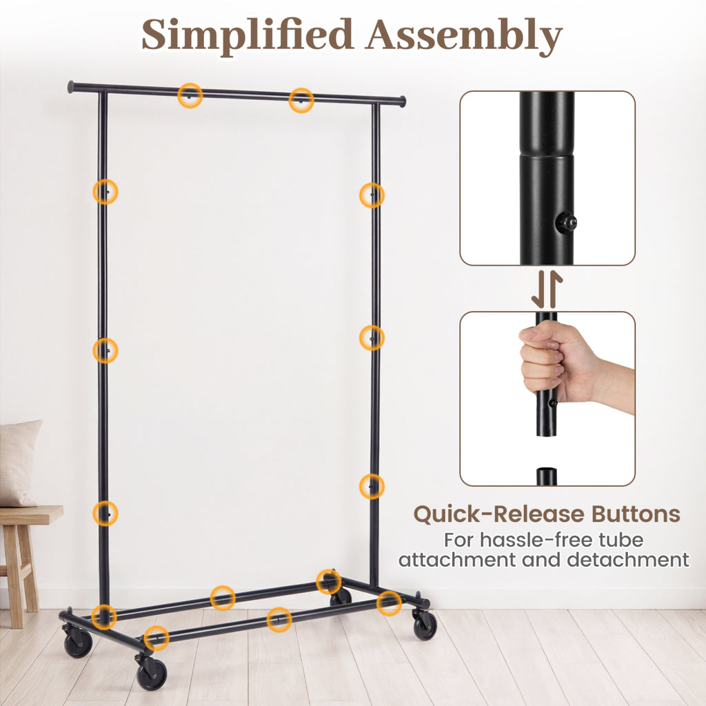 Mobile Garment Rack with Extendable Rods – Heavy-Duty