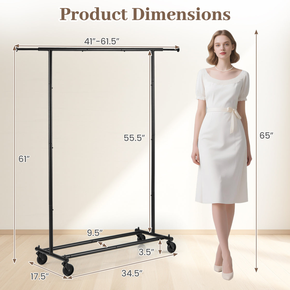 Mobile Garment Rack with Extendable Rods – Heavy-Duty