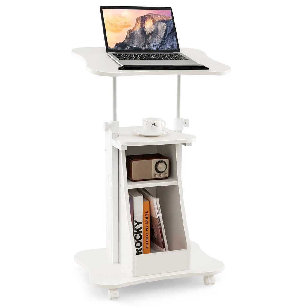 Mobile Podium Stand Height Adjustable Laptop Cart with Tilting