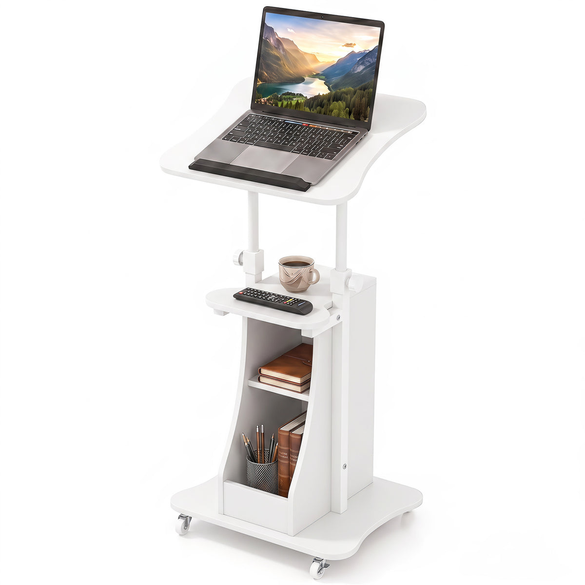 Mobile Podium Stand Height Adjustable Laptop Cart with Tilting