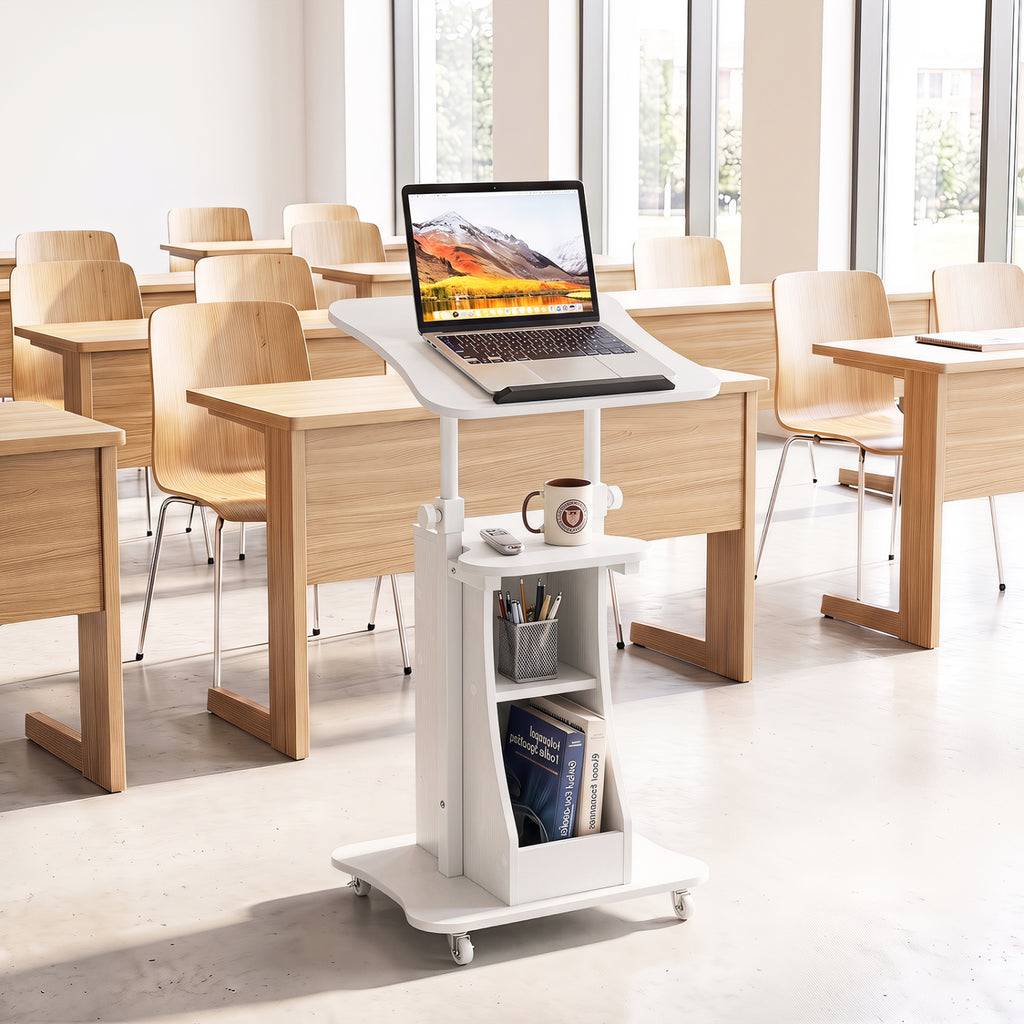 Mobile Podium Stand Height Adjustable Laptop Cart with Tilting
