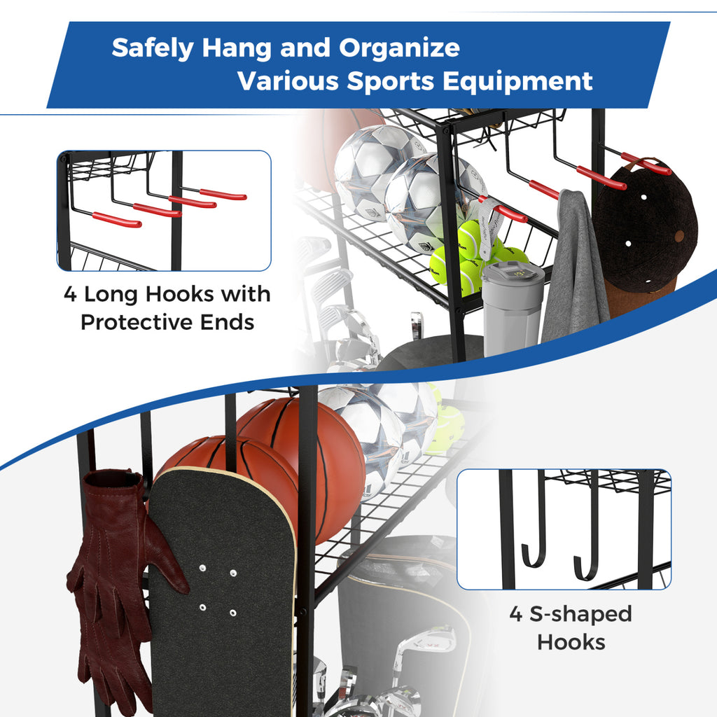 Golf Bag Organizer with Club Rack & 3 Bungee Cords - Black, Flexible Mounting