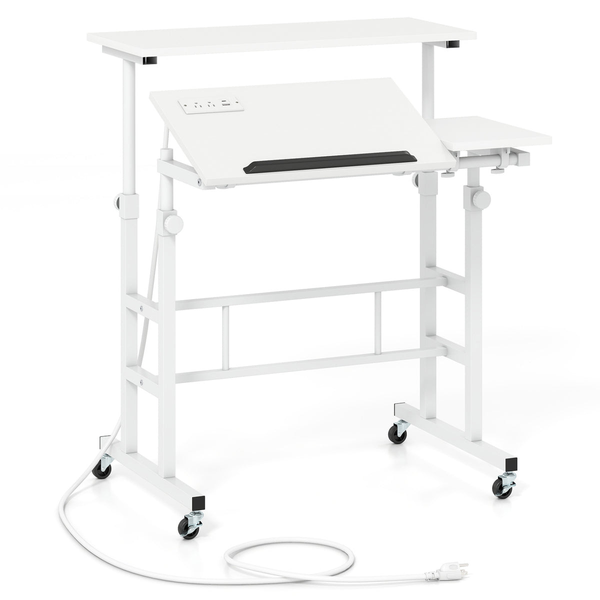 Standing Desk Converter, Adjustable 2-Tier Workstation - White