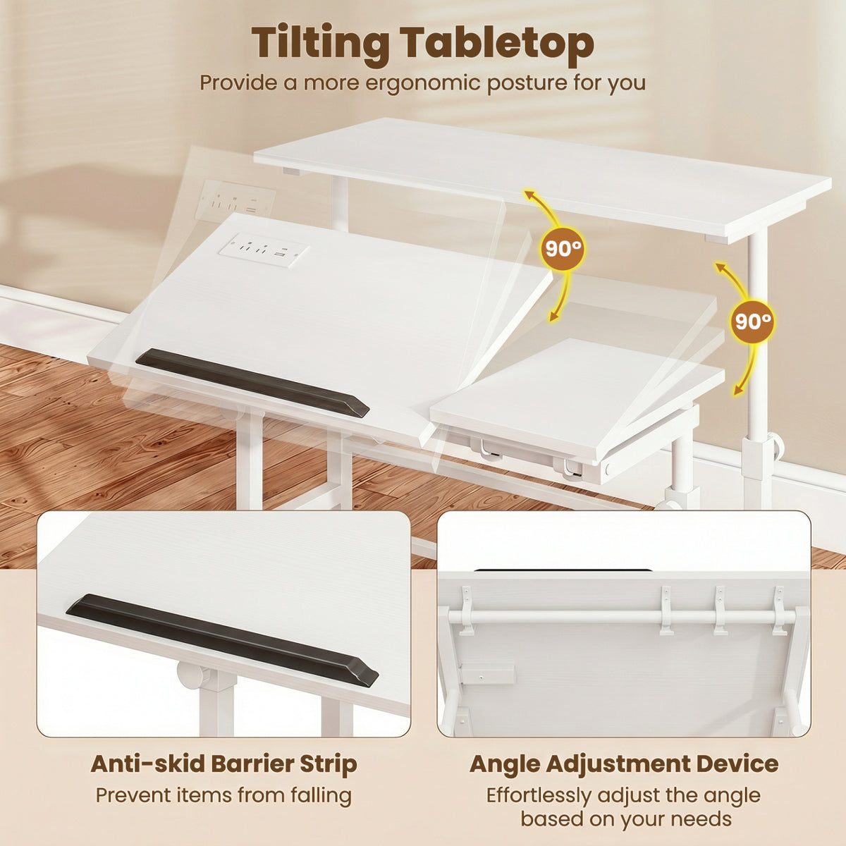 Standing Desk Converter, Adjustable 2-Tier Workstation - White