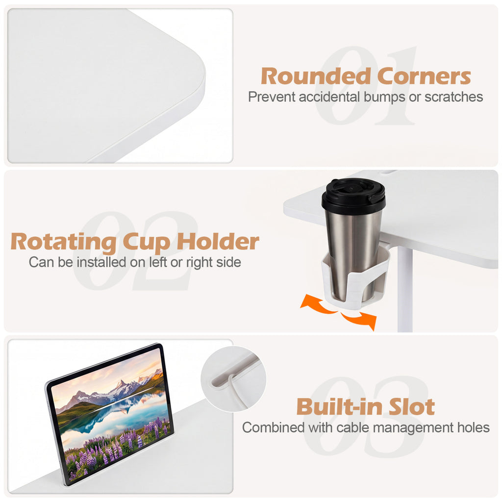 Mobile Standing Desk Height Adjustable Rolling Laptop with Cup Holder