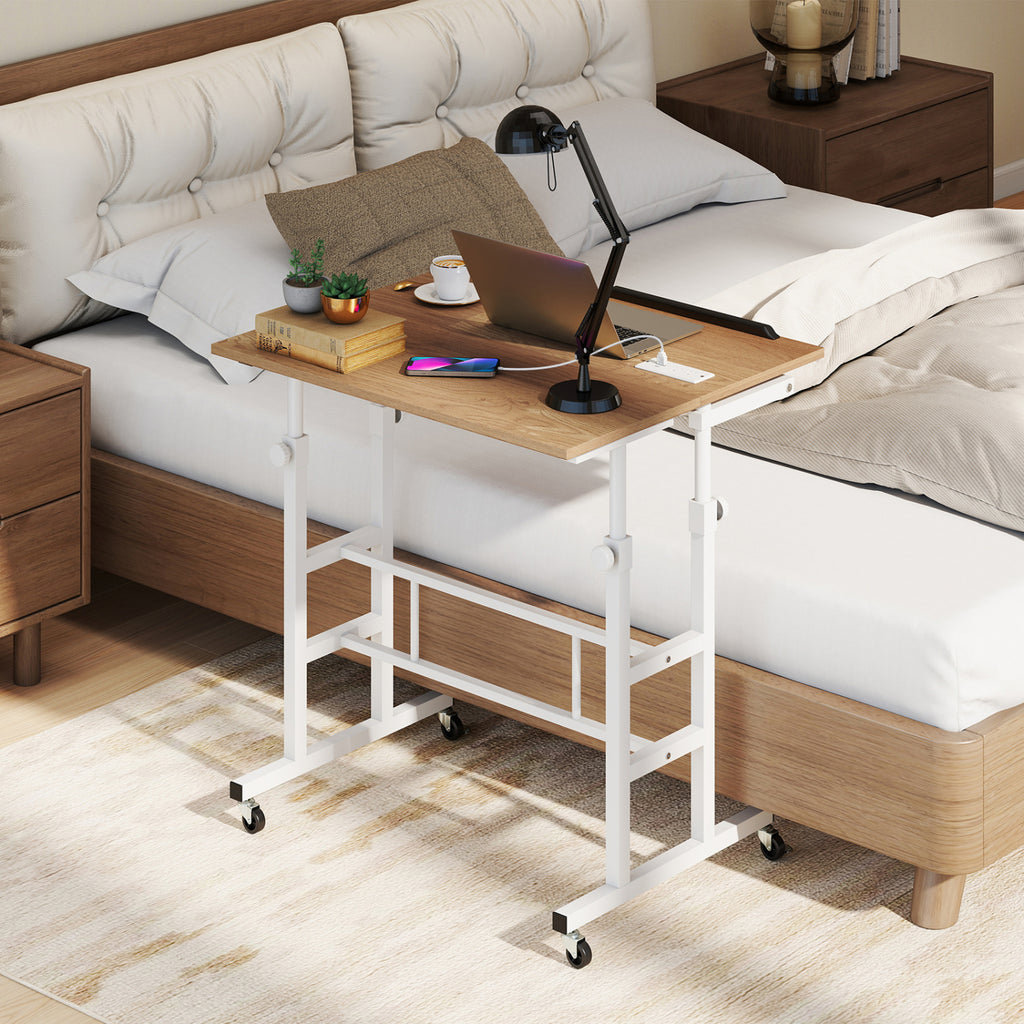 Mobile Stand-up Computer Desk Adjustable with 2 Tilting Desktops